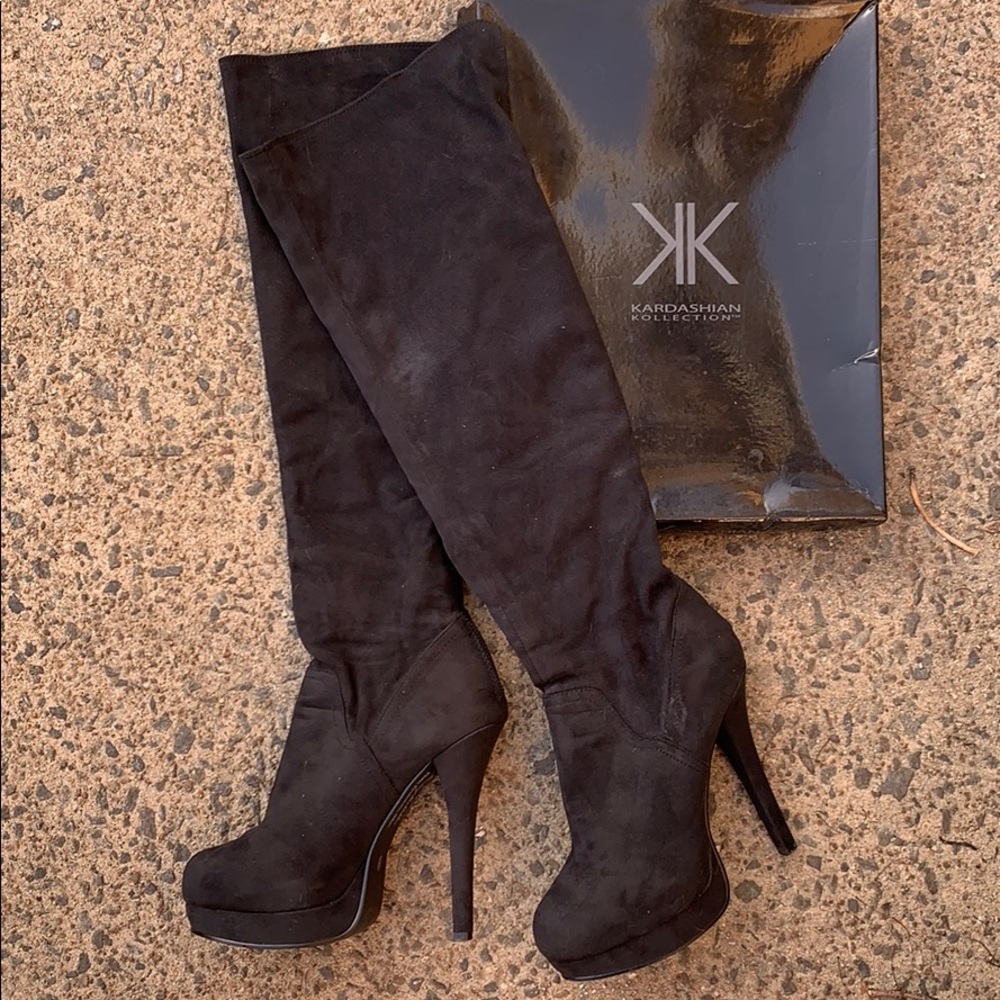 Kardashian Kollection Knee High Black Boot